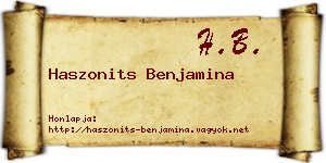 Haszonits Benjamina névjegykártya